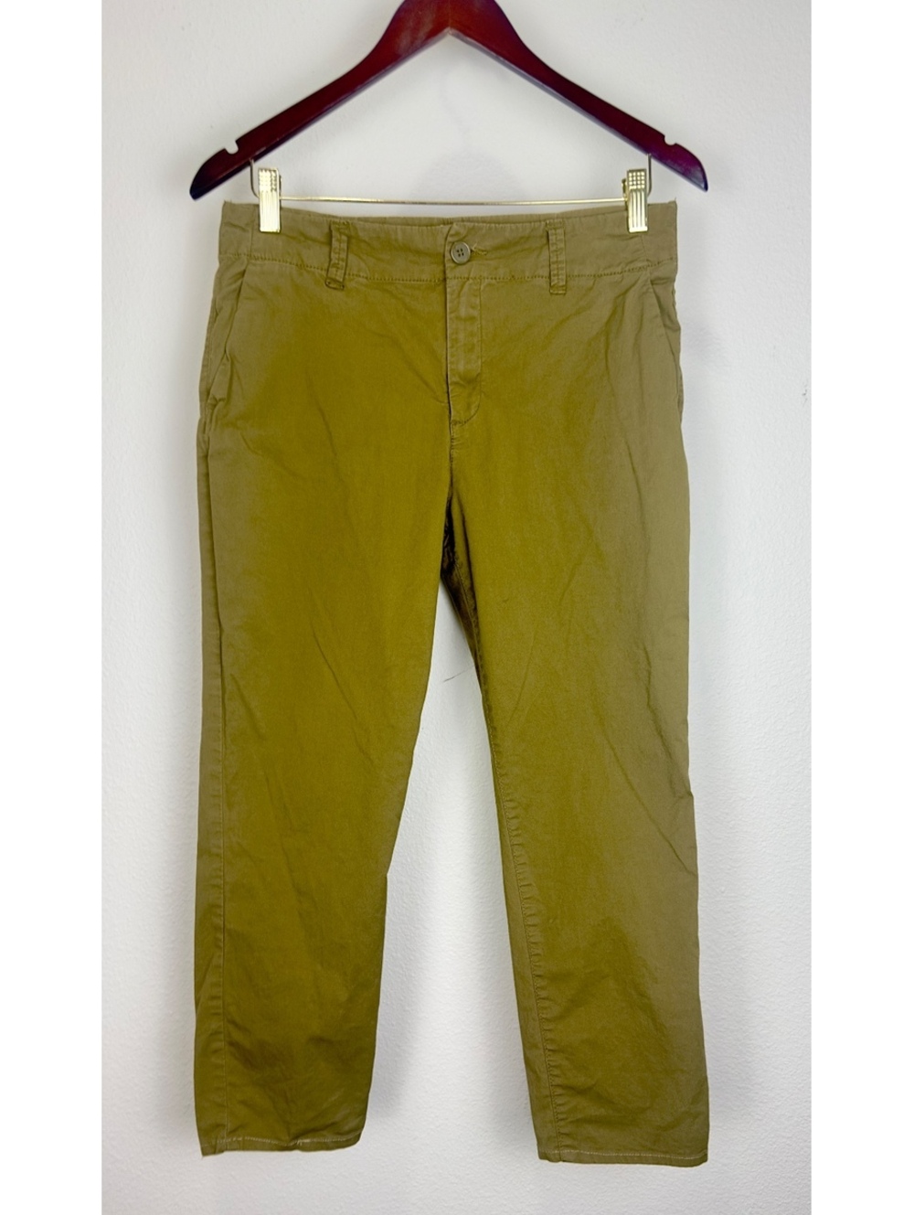 H&M L.O.G.G. Women’s US 8 Olive Green Chino Pants Slim Tapered Leg Casual